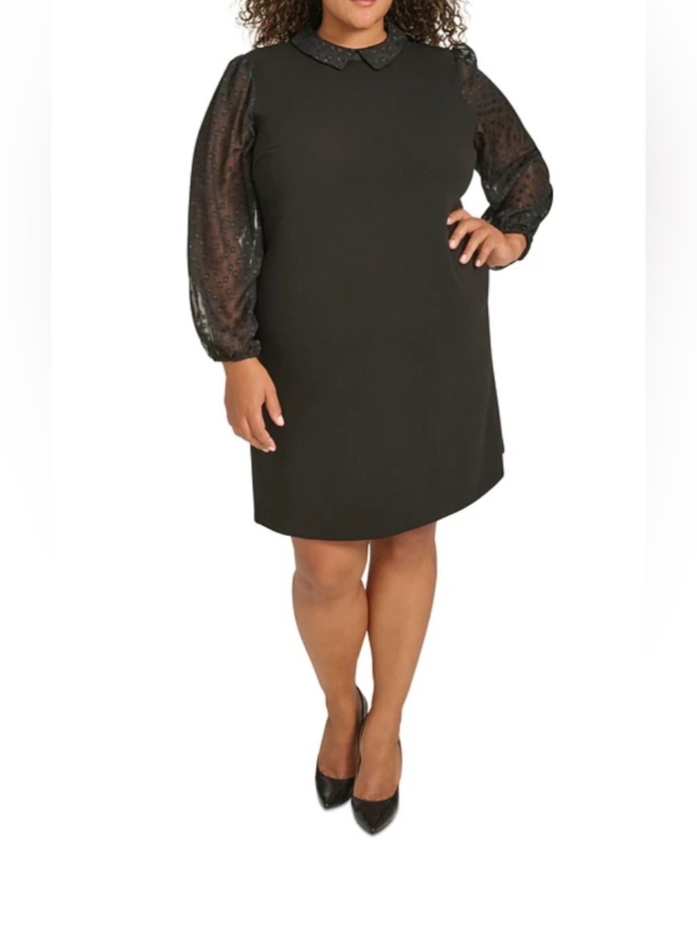🆕 Tommy Hilfiger | Little Black Dress - Sheer Dotted Long Sleeve Dress